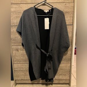 Ann Taylor Loft Reversible Black Grey Wrap Poncho XS/S